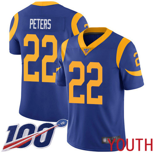 Los Angeles Rams Limited Royal Blue Youth Marcus Peters Alternate Jersey NFL Football 22 100th Season Vapor Untouchable